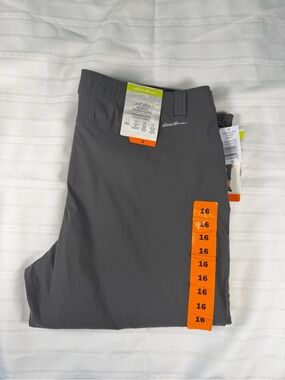 Eddie Bauer Rainier Gray Cargo Capris 16 NWT UPF 50+ Water Repellent Hiking